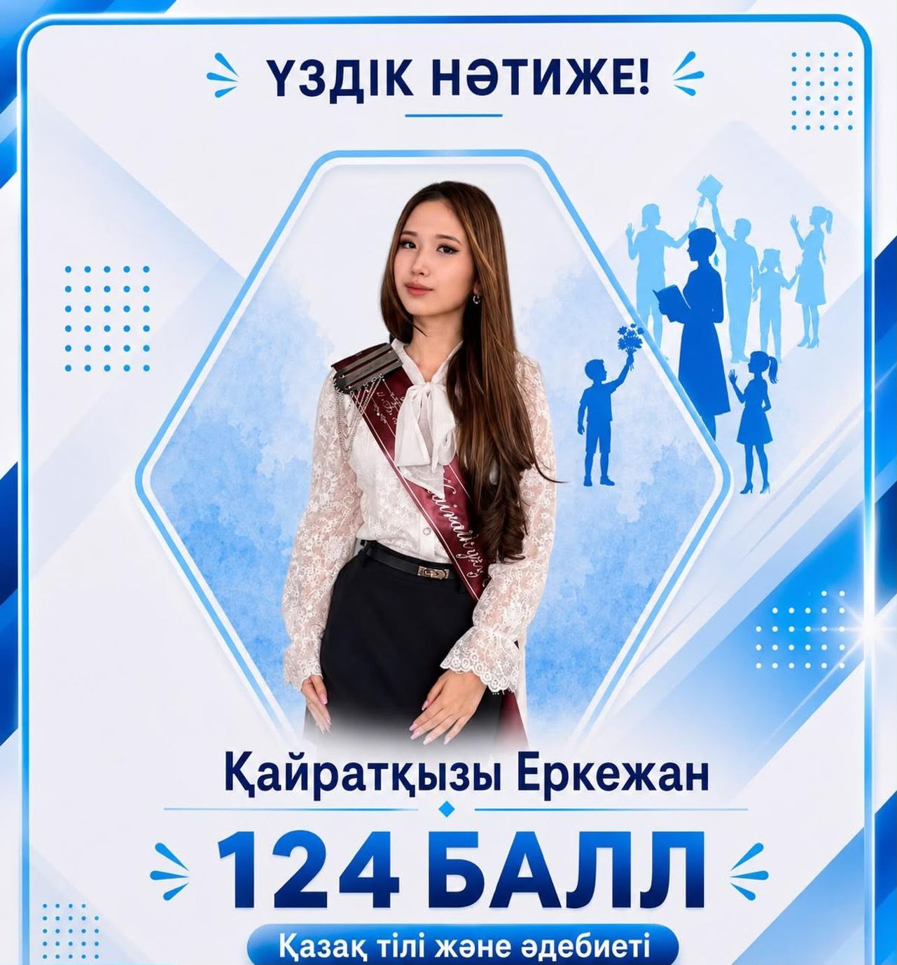 Қайратқызы Еркежан Ұлттық бірыңғай тестілеуде 124 балл жинаған жетістігімен құттықтаймыз!